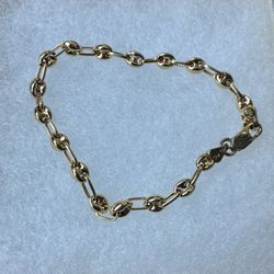 New 7inch 4.5mm Puffed Anchor Mariner Bracelet 14K Yellow Gold Over 925 Sterling Silver