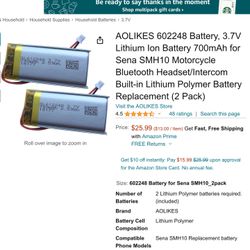 AOLIKES 602248 Battery, 3.7V Lithium Ion Battery 700mAh 