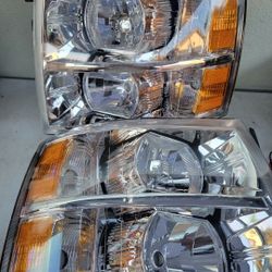 07-13 Chevrolet Silverado Headlights Luces Micas Calaveras Faros Faroles Focos Chevy Headlamps 