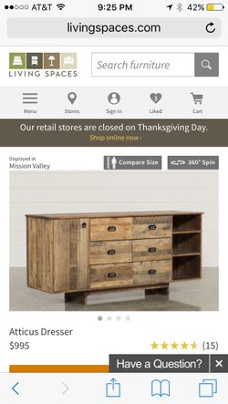 Living spaces Reclaimed wood dresser