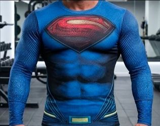Superman 3D Long-Sleeve Compression Shirt | Instant Superhero Halloween Costume - small
