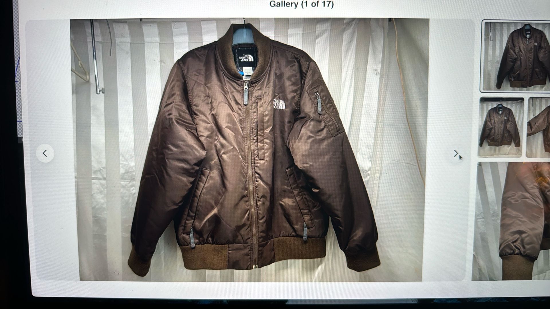 North Face Brown Bomber Jacket Padded Size M