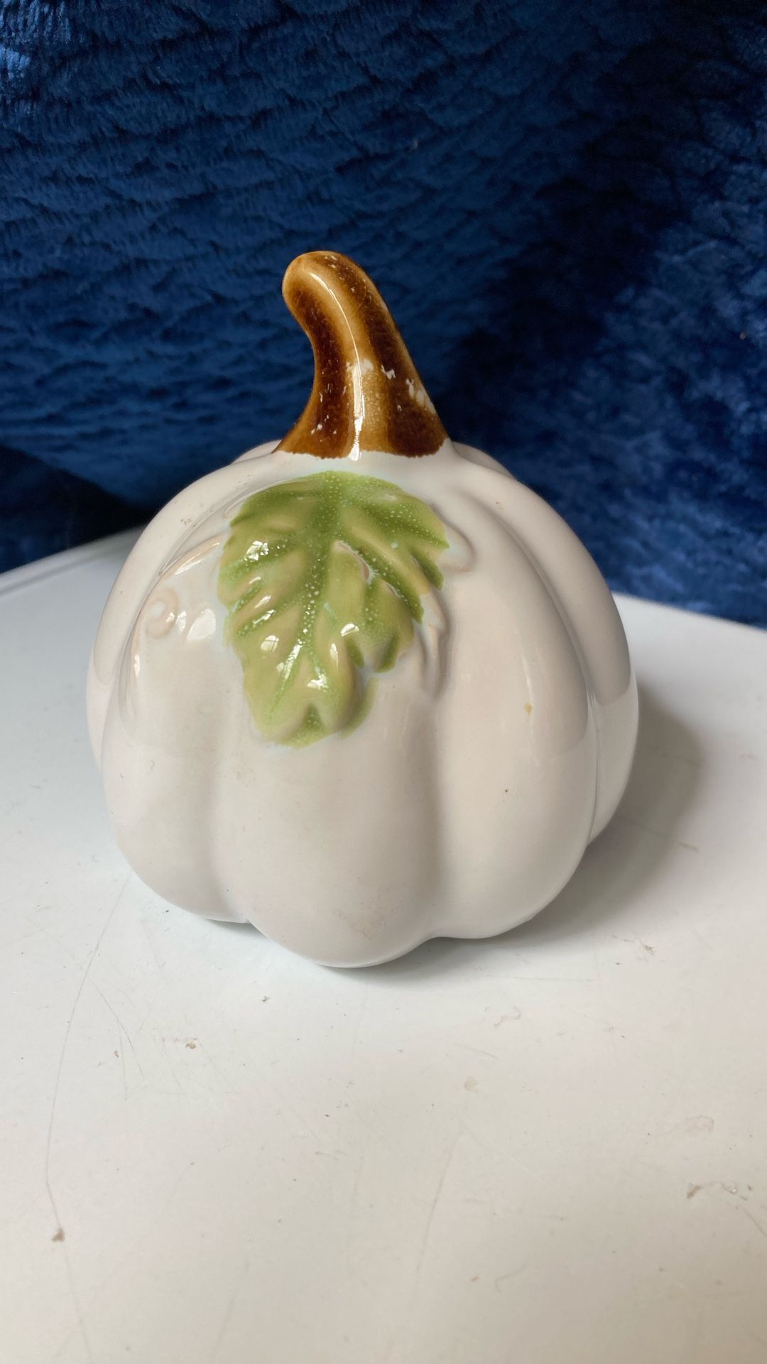 Ceramic White Pumpkin Figurine
