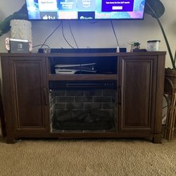 Brown Fire Electric Entertainment Center