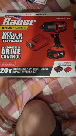 BAUER 20V Brushless Cordless, 1/2 in. High-Torque Impact Wrench Kit with 5 Ah Battery and Charger  BRAND NEW UNOPENED IN BOX