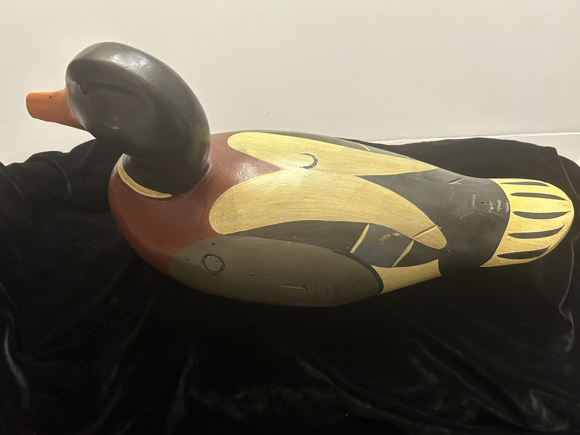 Hand Carved Wooden Duck For Bass Shops