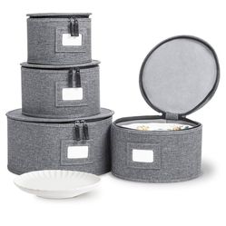 storageLAB China Storage Containers, Containers for Organizing, Hard Shell Case, Felt Plate Dividers, Moving Supplies, Storage Box, Wine, Dishes, Glas