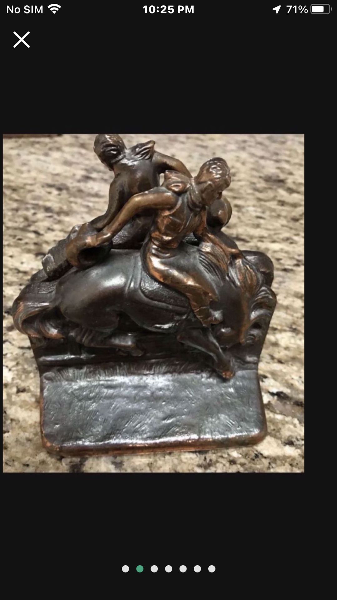 ANTIQUE AMERICAN COWBOY ON HORSE RODEO ART STATUE SCULPTURE DODGE METAL BOOKENDS