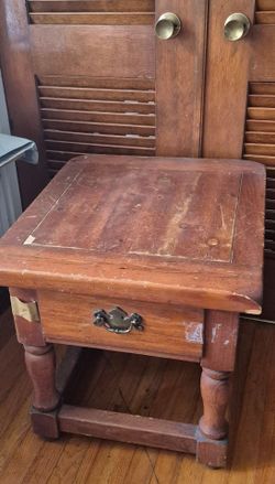 Rustic Wood End Table with Drawer