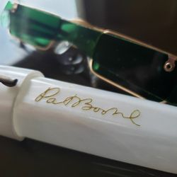 RARE Vintage Pat Boone Sunglasses (Green Glasses with Visor & Signed Mother of Pearl Case)