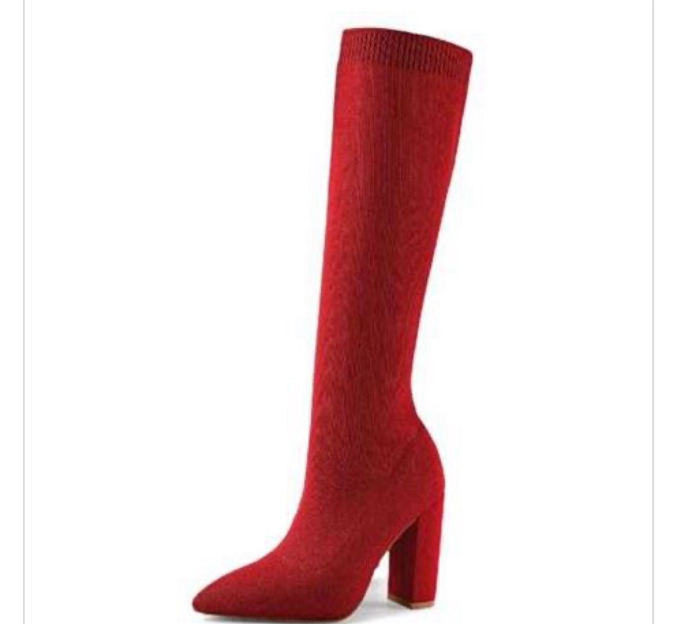 New Newbella Women Knee High Stretch Knit Chunky Heel Boot