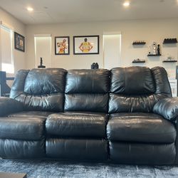 Black Leather Reclining Sofa (OBO)