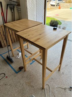 Tall wooden tables (two available)
