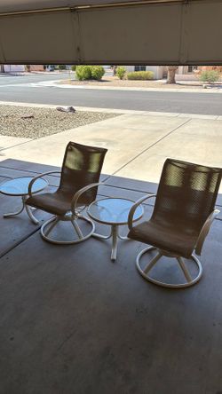 Homecrest “Stella Sling” Rocker Swivel chairs with tables