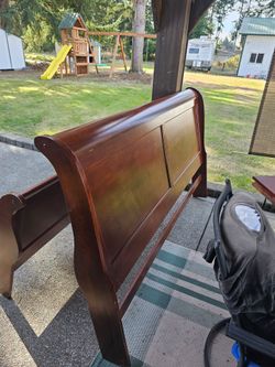 Wood Sleigh Bed Headboard and Footboard