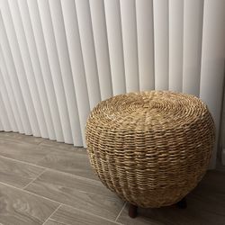 Boho Woven Rattan Stool / Ottoman