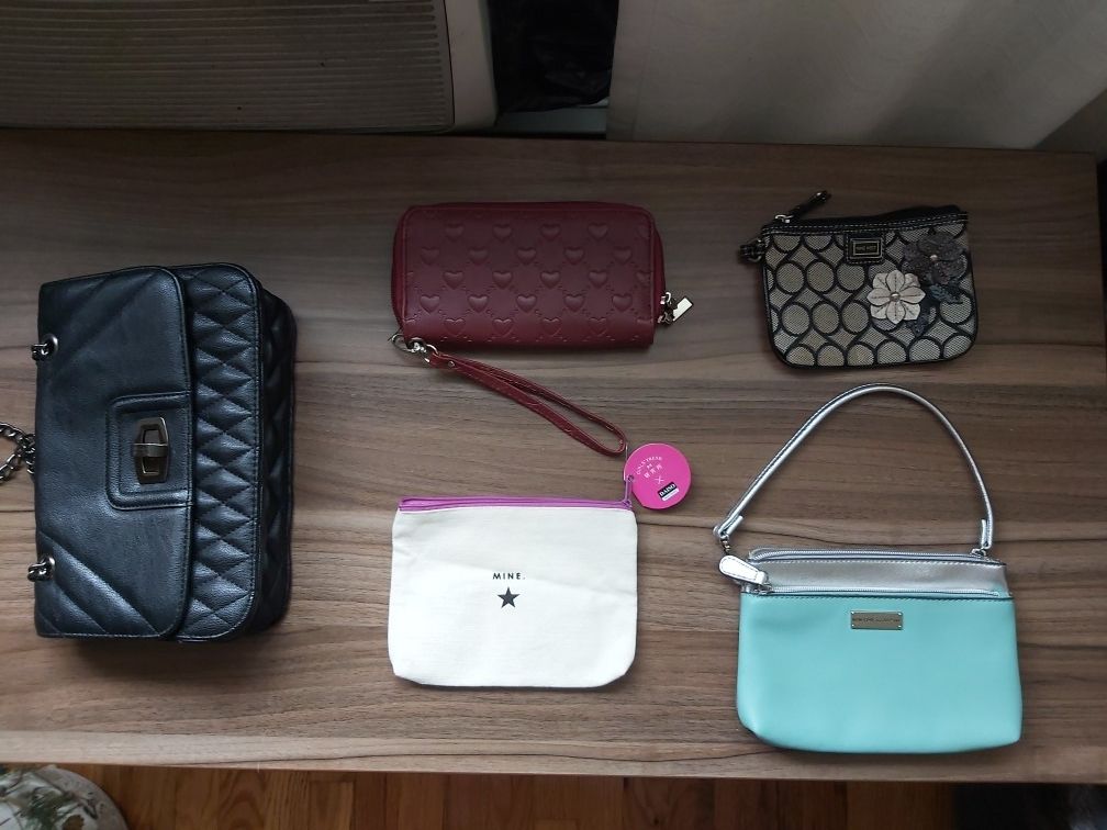 Set Of 4 Nine West, NY & Co, Daiso, Burgundy Clutches