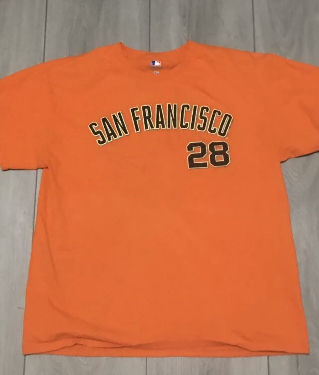 San Francisco Giants # 28 Buster Posey Baseball T-Shirt Size Large