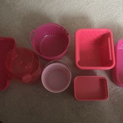 Pink Containers, Different Sizes, Great For Jewelry 