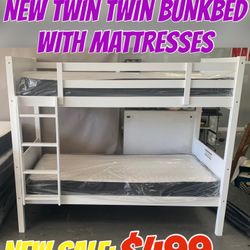 NEW TWIN TWIN BUNKBED WITH MATTRESSES 