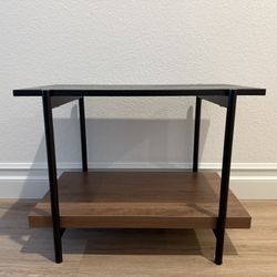 Modern Industrial End Table – Black & Walnut Finish