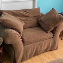 Brown Oversized  Couch and Chair 