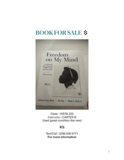 Freedom On My Mind (College Book For Sale) 