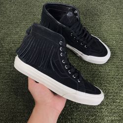 Vans Black Suede Fringe Sk8 Hi Moc Style Sneakers Shoes Women’s Size 7