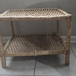 bohemian-style wicker side table