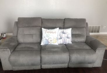 Grey Suede Couches 