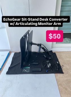 EchoGear Sit-Stand Desk Converter with Articulating Monitor Arm (PickUp Today)