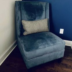 Velvet Blue Accent Chairs (2 Available)