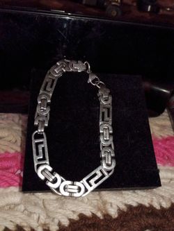 Stainless steel unisex bracelet/ with Greek pattern