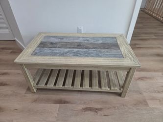 Rustic Wood Coffee Table with Bottom Shelf
