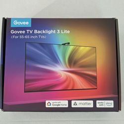 Govee TV Backlight 3 Lite with Fish-Eye Correction Function Sync to 55-65 Inch TVs, 11.8ft RGBICW Wi-Fi LED Strip Lights with Camera - Used