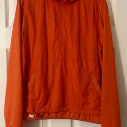 Avia 1/4 Zip Pullover Hoodie Jacket Orange Windbreaker Soft Silky Size Large