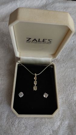 Zales CZ Diamond Necklace and Earrings