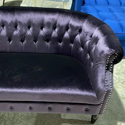 New Purple Velvet Tufted Loveseat, Very Cozy