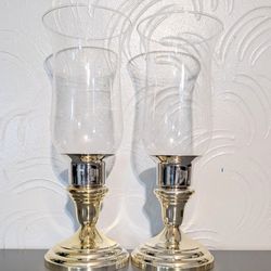 2 10 Inches Tall Hurricane Candle Holders 