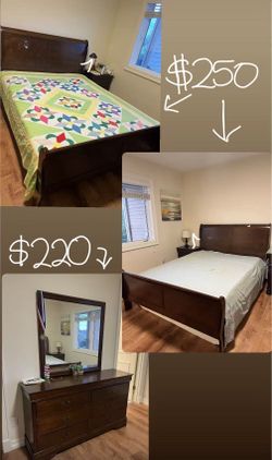 Queen Bed + Drawers - $270