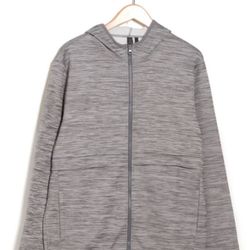 NEW Nordstrom Z by Zella Mens SMALL Gray Full Zip Fleece Hoodie Jacket