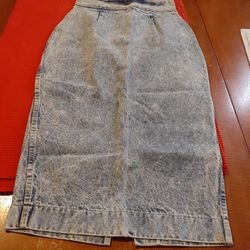 Vintage Long Denim Acid Washed Pencil Skirt. Size 11 