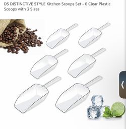 Clear Plastic Kitchen Scoops — Set of 6