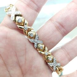 Heavy 14k Gold Diamond Tennis Bracelet X O