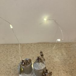 Christmas Village Raccoons In Trash Can Accessory 