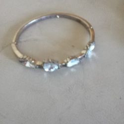 Betsey Johnson Crystal Bangle Bracelet Signed Betsey Johnson