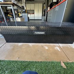 Husky 71.36 in. Matte Black Aluminum Full Size Crossbed Truck Tool Box - Lockable with Key