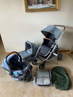 Uppababy V2 Cruz Stroller With Car Seat And Bassinet Light Blue