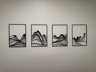 Black Metal Mountain Wall Art Set of 4