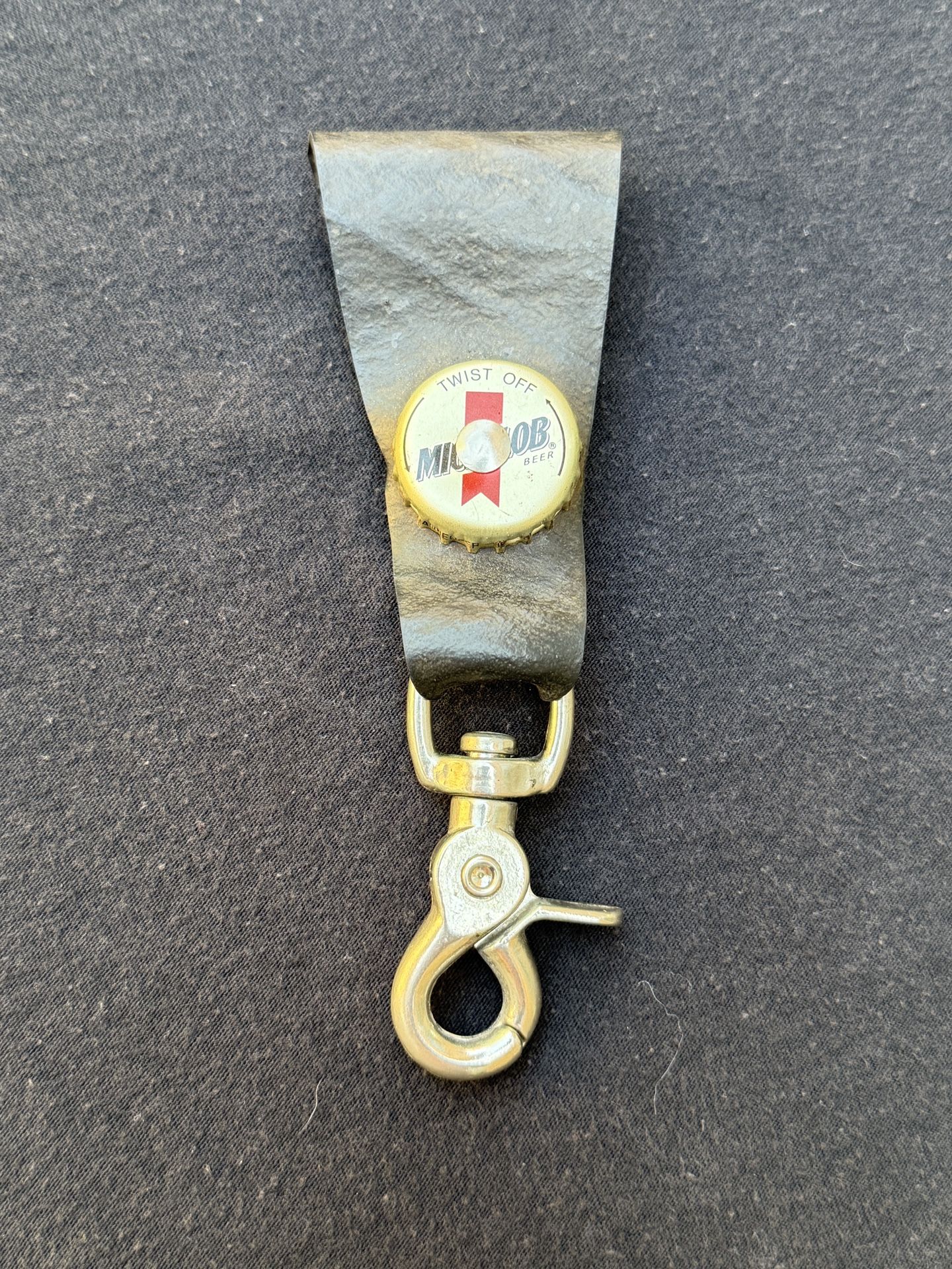 Michelob Beer Bottle, Cap, Leather Keychain